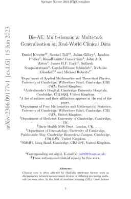 Dis-AE: Multi-domain & Multi-task Generalisation on Real-World Clinical
  Data