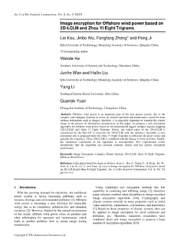 Image encryption for Offshore wind power based on 2D-LCLM and Zhou Yi
  Eight Trigrams