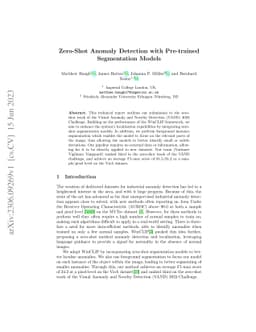 Zero-Shot Anomaly Detection with Pre-trained Segmentation Models