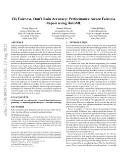 Fix Fairness, Don't Ruin Accuracy: Performance Aware Fairness Repair
  using AutoML