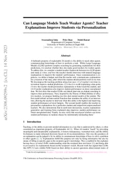 Can Language Models Teach Weaker Agents? Teacher Explanations Improve
  Students via Personalization