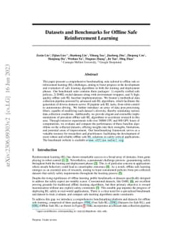 Datasets and Benchmarks for Offline Safe Reinforcement Learning