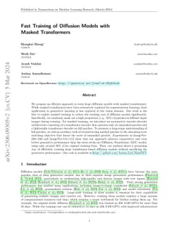 Fast Training of Diffusion Models with Masked Transformers