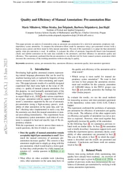 Quality and Efficiency of Manual Annotation: Pre-annotation Bias