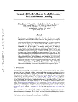 Semantic HELM: A Human-Readable Memory for Reinforcement Learning