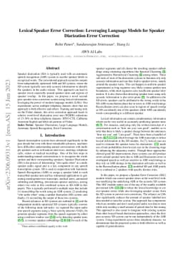 Lexical Speaker Error Correction: Leveraging Language Models for Speaker
  Diarization Error Correction