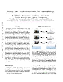 Language-Guided Music Recommendation for Video via Prompt Analogies