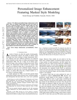 Personalized Image Enhancement Featuring Masked Style Modeling