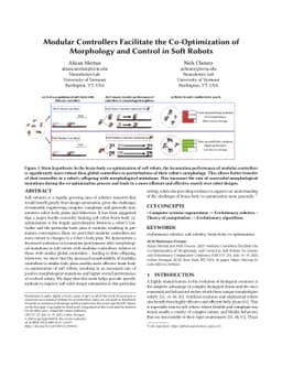 Modular Controllers Facilitate the Co-Optimization of Morphology and
  Control in Soft Robots
