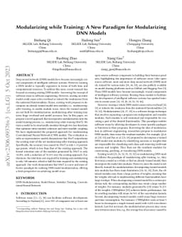 Modularizing while Training: A New Paradigm for Modularizing DNN Models