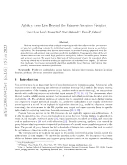 Arbitrariness Lies Beyond the Fairness-Accuracy Frontier