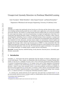 Unsupervised Anomaly Detection via Nonlinear Manifold Learning