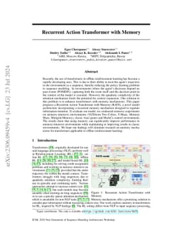 Recurrent Action Transformer with Memory