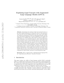 Explaining Legal Concepts with Augmented Large Language Models (GPT-4)