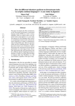 How do different tokenizers perform on downstream tasks in scriptio
  continua languages?: A case study in Japanese