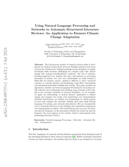 Using Natural Language Processing and Networks to Automate Structured
  Literature Reviews: An Application to Farmers Climate Change Adaptation