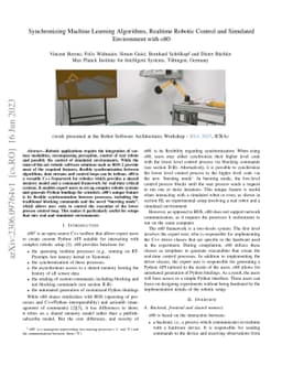 Synchronizing Machine Learning Algorithms, Realtime Robotic Control and
  Simulated Environment with o80