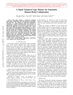 A Signal Temporal Logic Planner for Ergonomic Human-Robot Collaboration