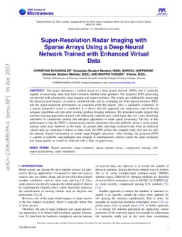 Super-Resolution Radar Imaging with Sparse Arrays Using a Deep Neural
  Network Trained with Enhanced Virtual Data