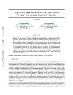 On Evolvability and Behavior Landscapes in Neuroevolutionary Divergent
  Search