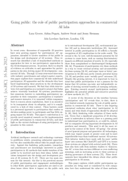 Going public: the role of public participation approaches in commercial
  AI labs