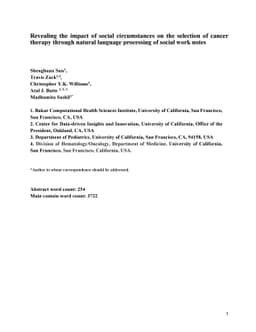 Revealing the impact of social circumstances on the selection of cancer
  therapy through natural language processing of social work notes