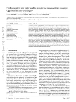 Feeding control and water quality monitoring in aquaculture systems:
  Opportunities and challenges