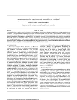 Data Protection for Data Privacy-A South African Problem?