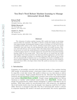 You Don't Need Robust Machine Learning to Manage Adversarial Attack
  Risks
