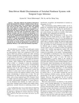 Data-Driven Model Discrimination of Switched Nonlinear Systems with
  Temporal Logic Inference