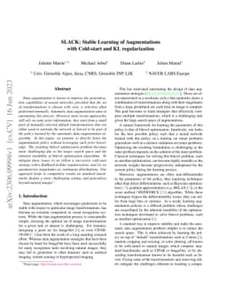 SLACK: Stable Learning of Augmentations with Cold-start and KL
  regularization