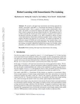 Robot Learning with Sensorimotor Pre-training