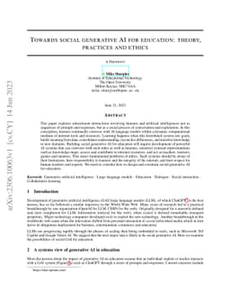 Towards social generative AI for education: theory, practices and ethics