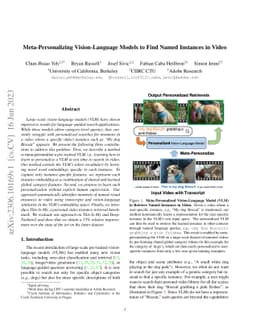 Meta-Personalizing Vision-Language Models to Find Named Instances in
  Video