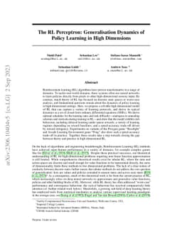The RL Perceptron: Generalisation Dynamics of Policy Learning in High
  Dimensions