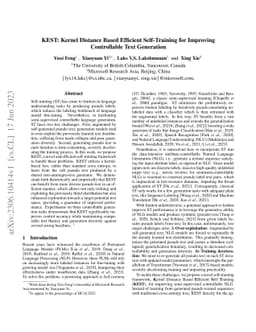 KEST: Kernel Distance Based Efficient Self-Training for Improving
  Controllable Text Generation