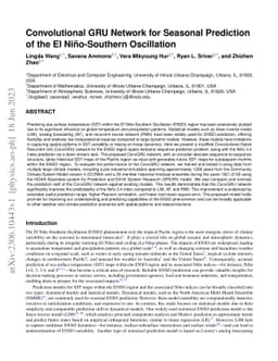 Convolutional GRU Network for Seasonal Prediction of the El
  Niño-Southern Oscillation