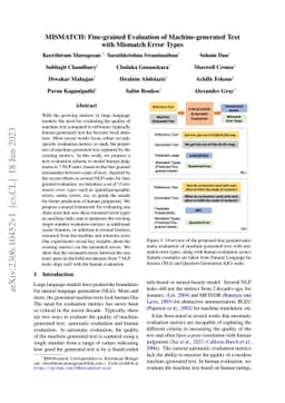 MISMATCH: Fine-grained Evaluation of Machine-generated Text with
  Mismatch Error Types
