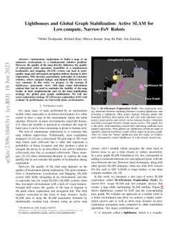 Lighthouses and Global Graph Stabilization: Active SLAM for Low-compute,
  Narrow-FoV Robots