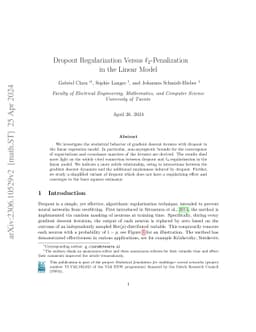 Dropout Regularization Versus $\ell_2$-Penalization in the Linear Model