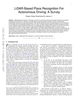 LiDAR-Based Place Recognition For Autonomous Driving: A Survey