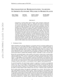 Decongestion by Representation: Learning to Improve Economic Welfare in
  Marketplaces