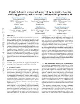 UniSG^GA: A 3D scenegraph powered by Geometric Algebra unifying
  geometry, behavior and GNNs towards generative AI