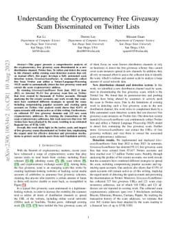 Understanding the Cryptocurrency Free Giveaway Scam Disseminated on
  Twitter Lists