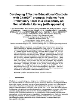 Developing Effective Educational Chatbots with ChatGPT prompts: Insights
  from Preliminary Tests in a Case Study on Social Media Literacy (with
  appendix)