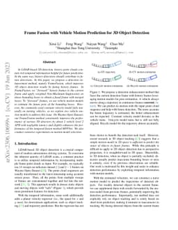 Frame Fusion with Vehicle Motion Prediction for 3D Object Detection