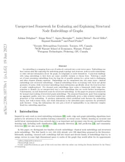 Unsupervised Framework for Evaluating and Explaining Structural Node
  Embeddings of Graphs