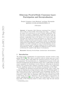 Ethereum Proof-of-Stake Consensus Layer: Participation and
  Decentralization