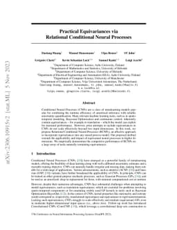 Practical Equivariances via Relational Conditional Neural Processes