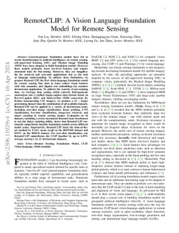 RemoteCLIP: A Vision Language Foundation Model for Remote Sensing